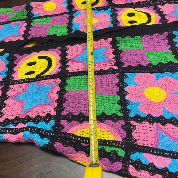 Colorful Crochet Cardigan dusterwith Smiley Faces. Smile all day!! - Picture 14 of 16